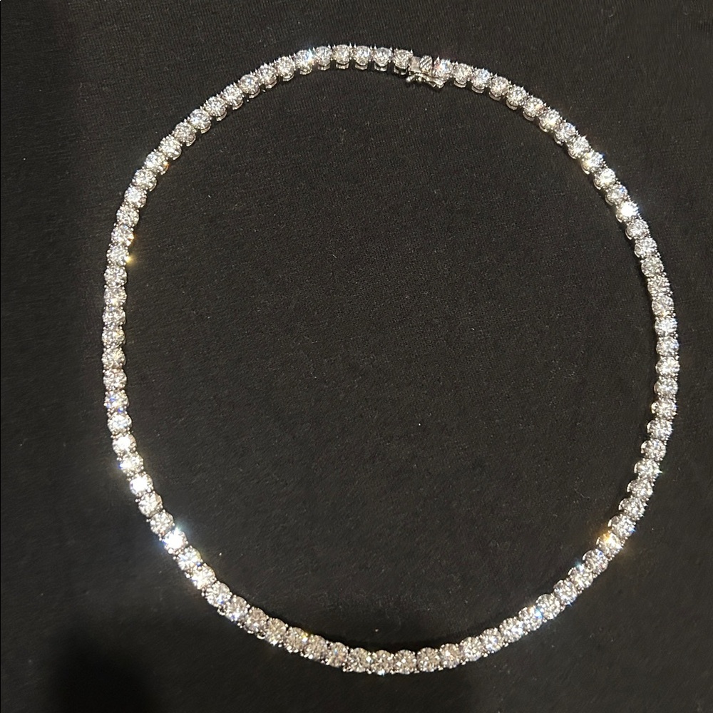 Dazzling large stones CZ Silver necklace.